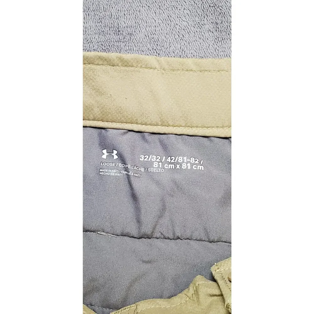 Under Armour UA Loose Fit Tech Golf Pants Men's 32x32 Tan Flat Front Za3-28